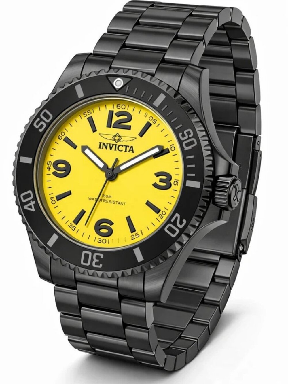 $219 Invicta Specialty Men's Black Yellow Quartz 41mm Steel Watch (69713) NIB